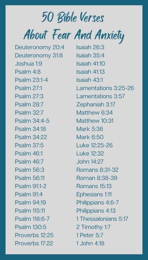 list of 50 Bible verses about fear and anxiety