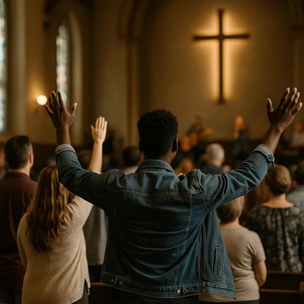 worship with Christian songs and hymns